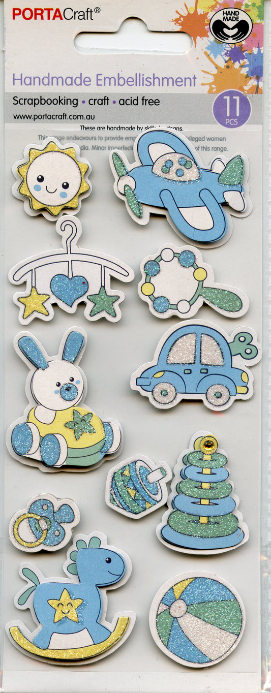Porta Craft - Baby Toy Collection - Blue Embellishments - 11pc
