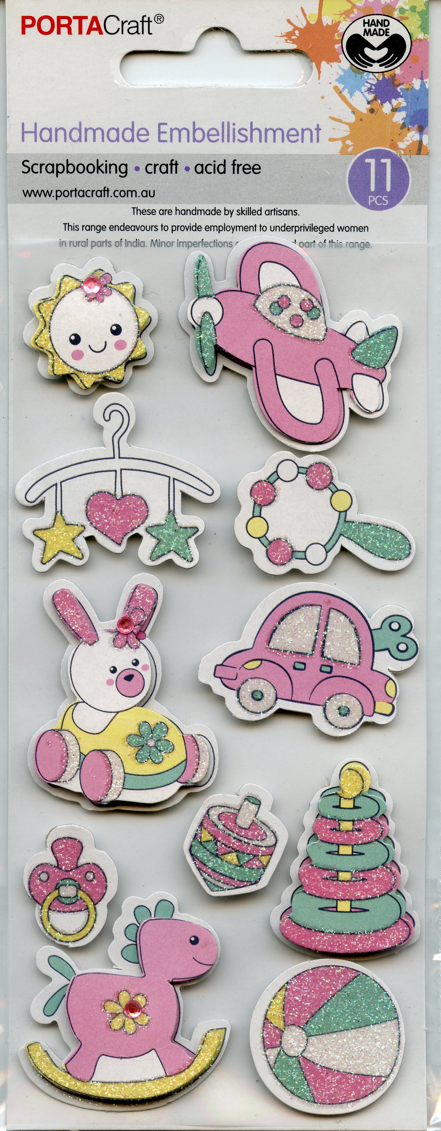 Porta Craft - Baby Toy Collection - Pink Embellishments - 11pc