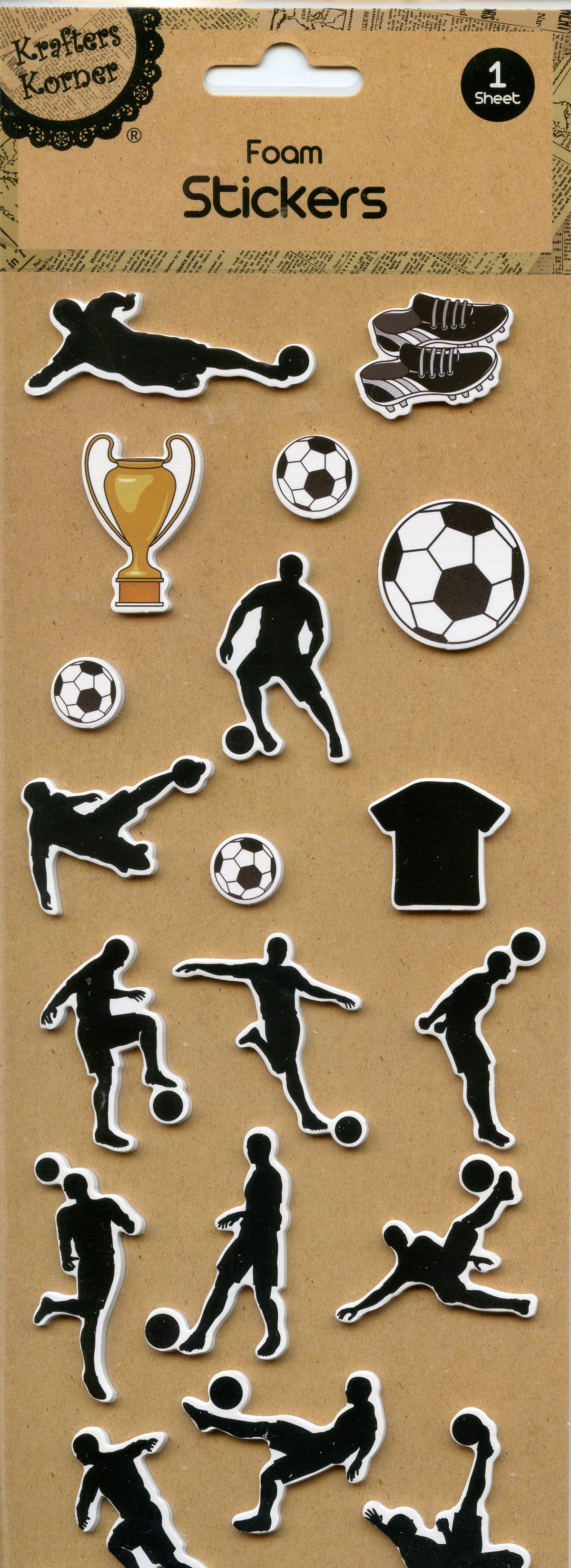 Foam Stickers - Soccer - 1 Sheet