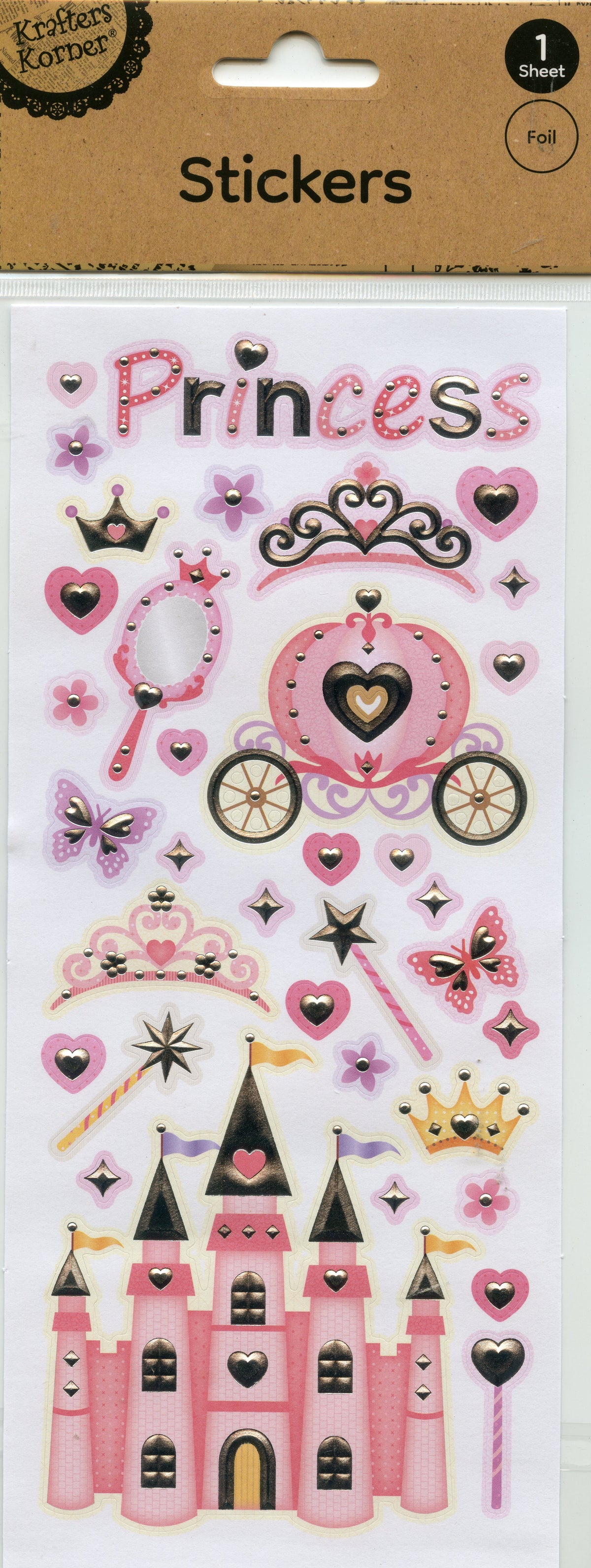 Stickers Foil - Princess Theme- 1 Sheet