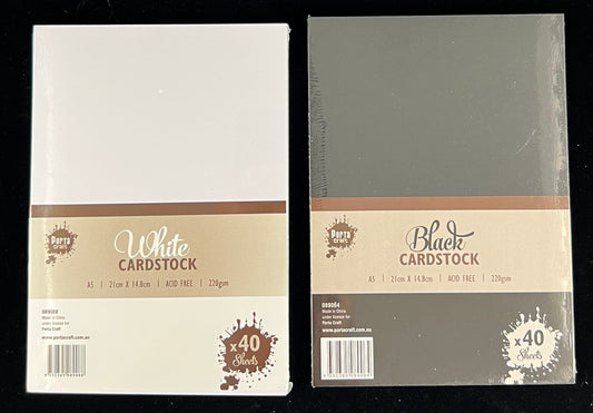 Porta Craft  A5 White Cardstock 40 Sheets & A5 Black Cardstock 40 Sheets - 220gsm