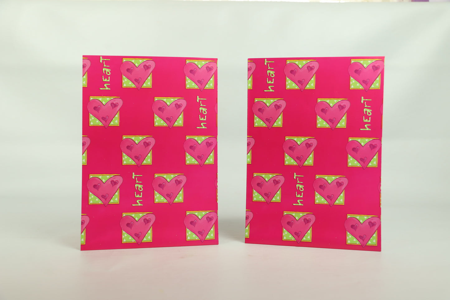 Wrapping Paper Sheets 2x Love Hearts on Deeper Pink Background 70cm x 50cm