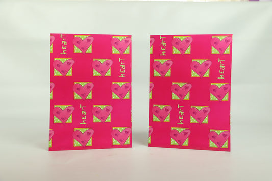 Wrapping Paper Sheets 2x Love Hearts on Deeper Pink Background 70cm x 50cm