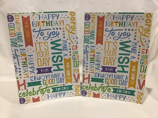 Wrapping Paper Sheets 2x Happy Birthday Wording Theme
