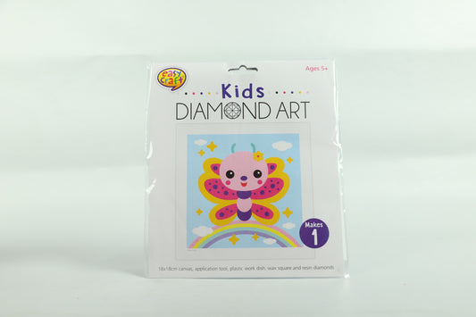Kids Diamond Art - Butterfly - Size: 18x18cm canvas - Makes 1