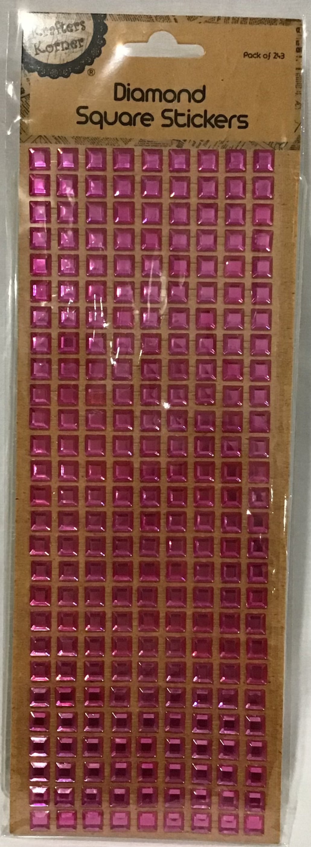 Diamond Squares Adhesive Stickers - 8mm - Hot Pink