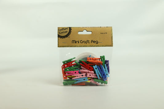 Mini Craft Pegs - Coloured - Pack of 50