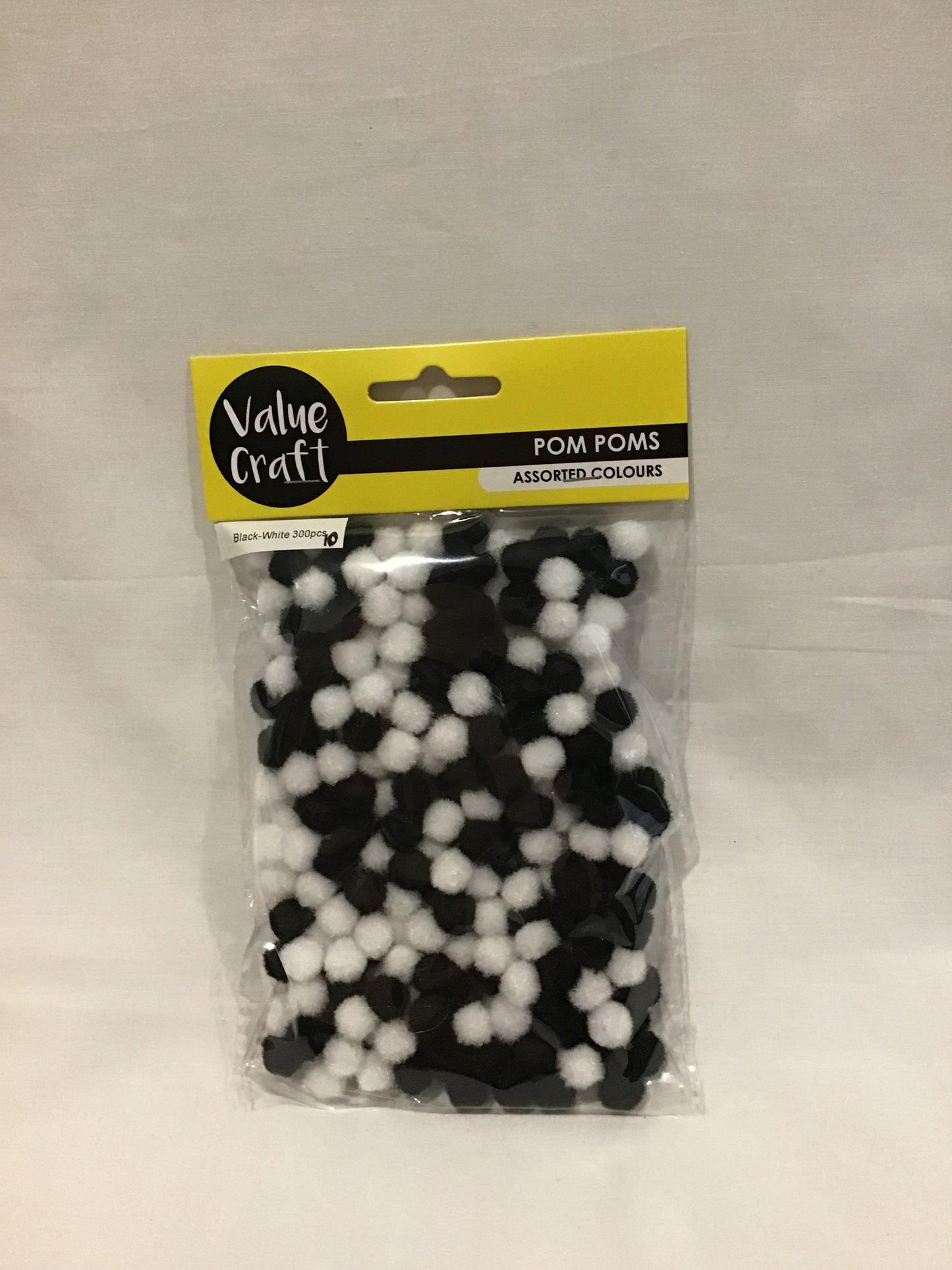 Pom Poms 10mm - Black and White - 300 pieces