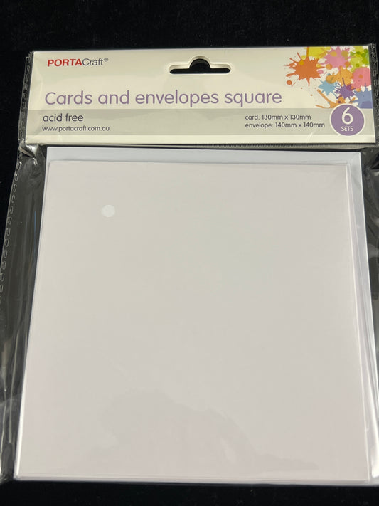 Square Cards and Envelopes - White - 6 sets
