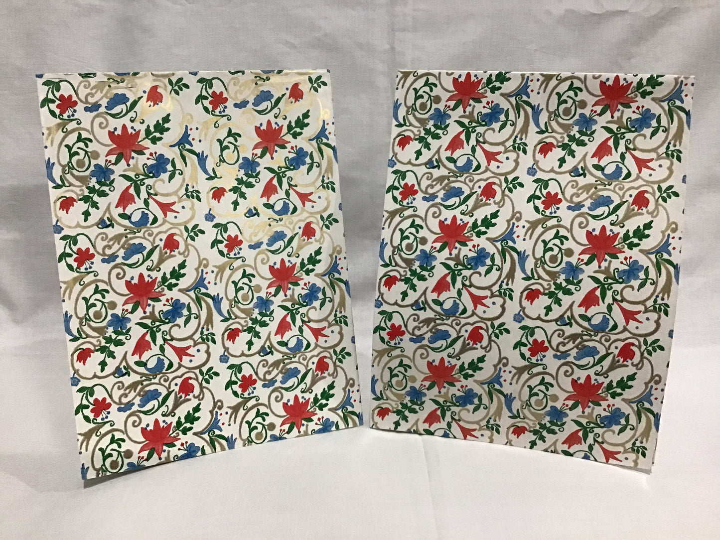 Wrapping Paper Sheets 2x Floral with Gold Swirls - 70cm x 50cm