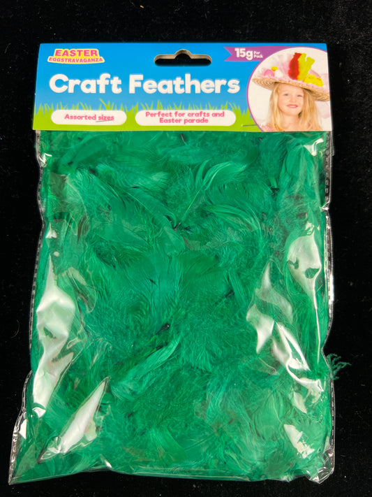 Craft Feathers - Green - Assorted sizes - 15g per pack