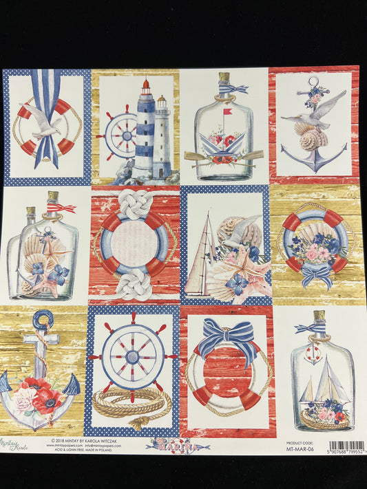 Marina - 1x Double sided sheet - 30.5 x 30.5cm