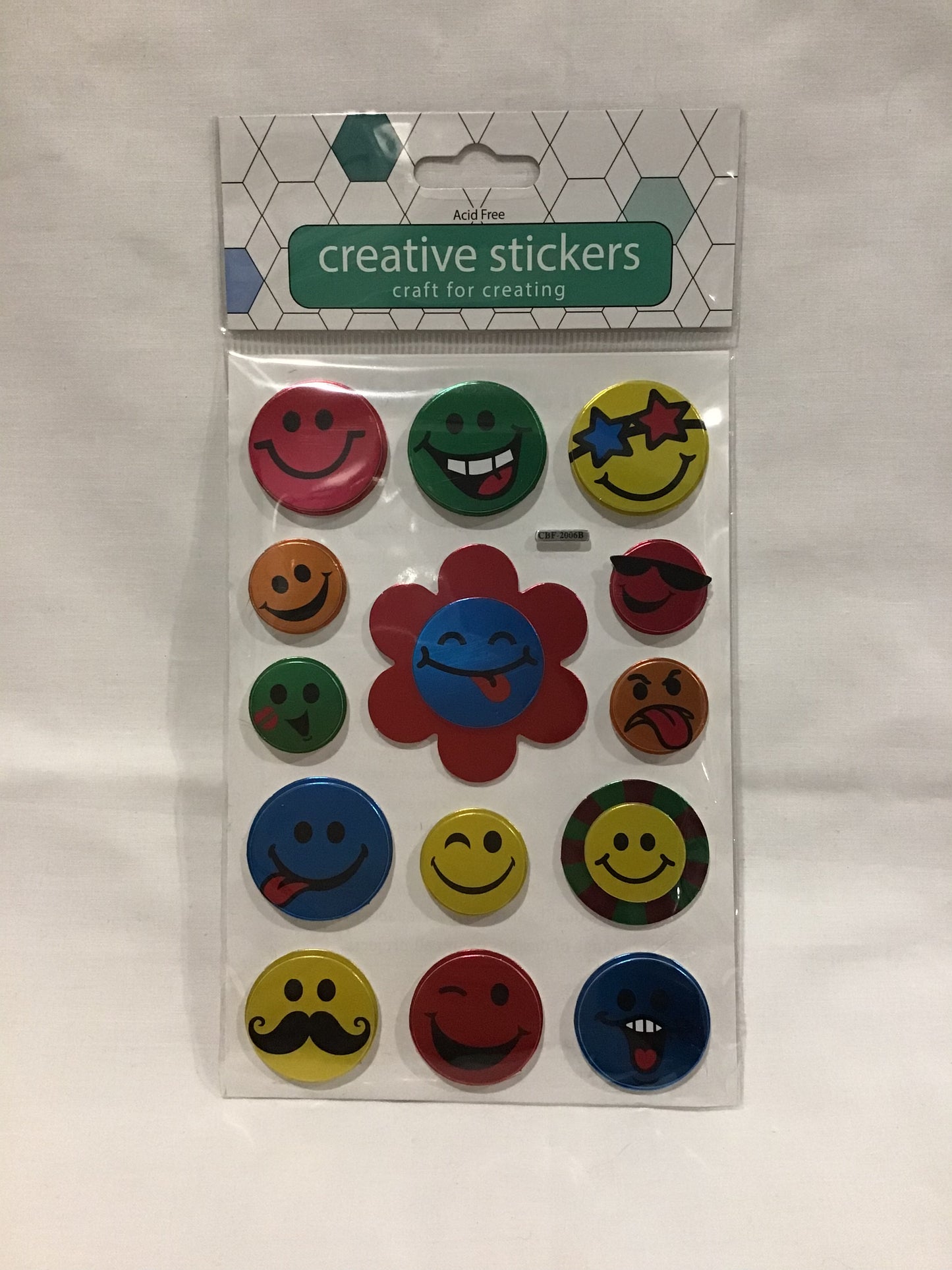 Metallic Cheeky Smiley Stickers - 14 pk