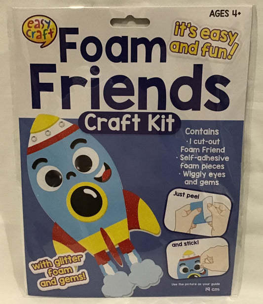 Foam Friends Craft Kit - Just Peel and Stick - Rocket #1- Makes 1