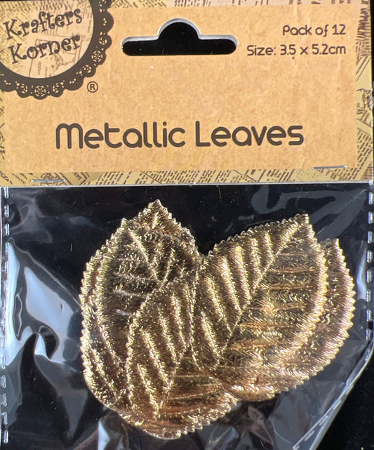 Metallic Leaves - Gold - 12 pk - 3.5x5.2cm