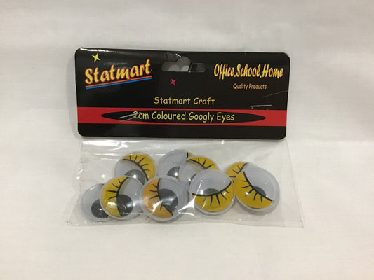 Googly Eyes - 2.5cm - 5 pairs - Yellow