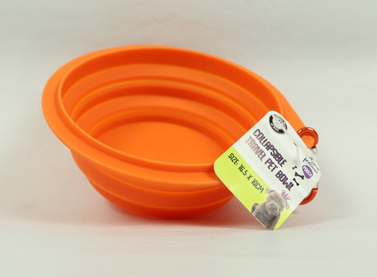 Collapsible Travel Pet Bowl - Orange - 16.5 x 10cm