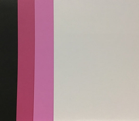 4 Colour Mix - Pink/Pale Pink/Black/White - A5 Card stock - 20 pk