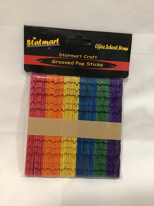 Rainbow Craft Grooved Pop Sticks - Pack 48