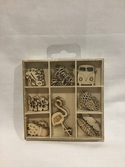 Wooden Mini Accent Cut-outs Summer Fun - 8 designs - 40 pc