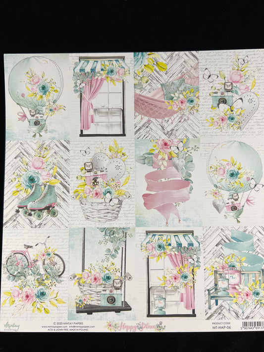 Happy Place - 1x Double sided sheet - 30.5 x 30.5cm
