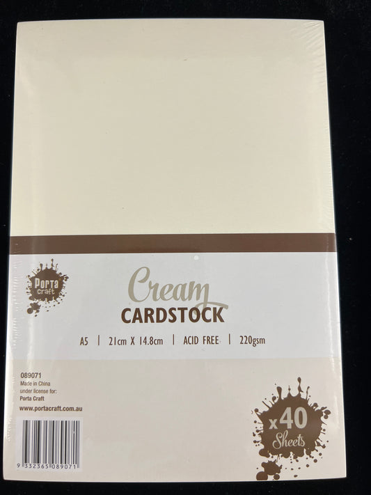 Porta Craft A5 Cream Cardstock 220gsm - 40 sheets