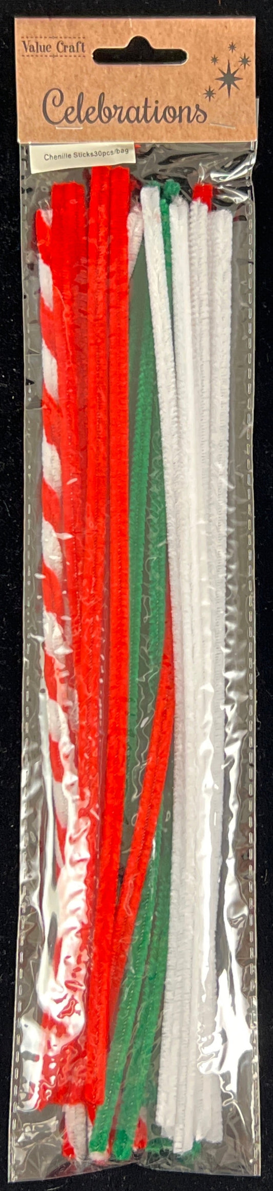 Celebrations Christmas Chenille Stems Red, Green, White and Candy 30pc
