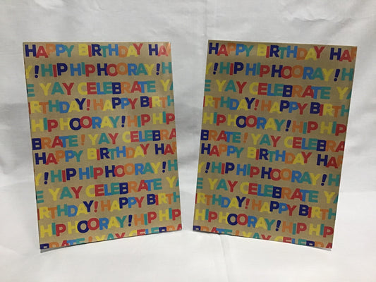 Wrapping Paper Sheets 2x Birthday Wording - 70cm x 50cm