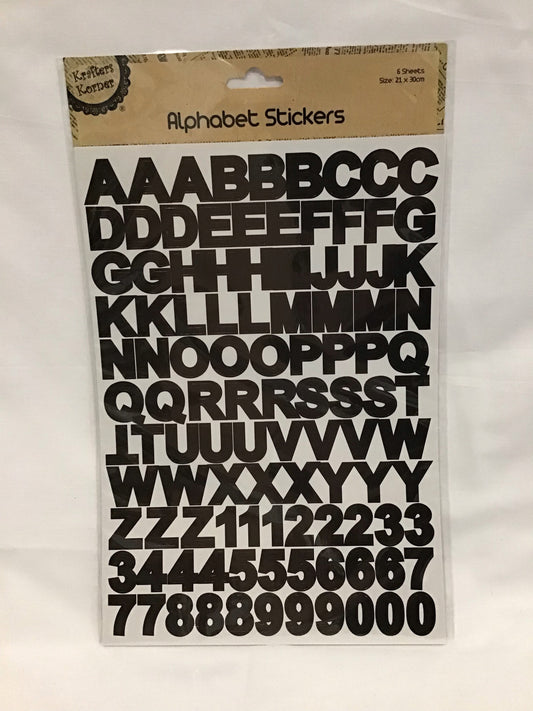 Alphabet and Numerical Self-Adhesive Stickers - 6 sheets