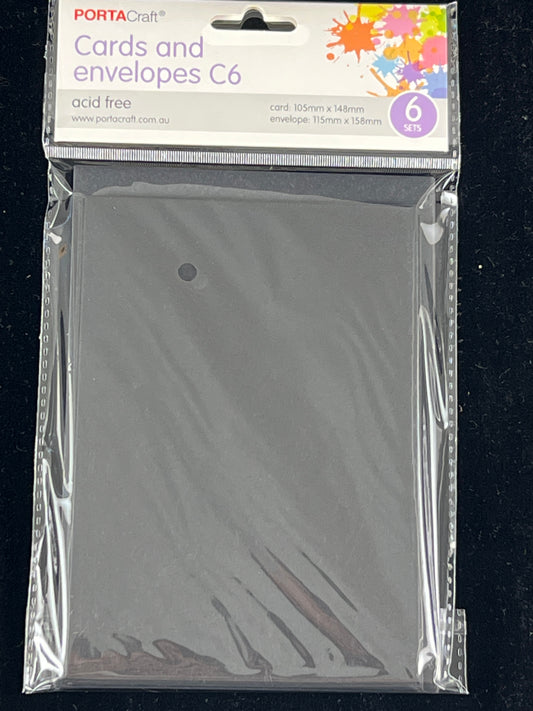 Porta Craft Cards and Envelopes C6 - 6 Sets - Black