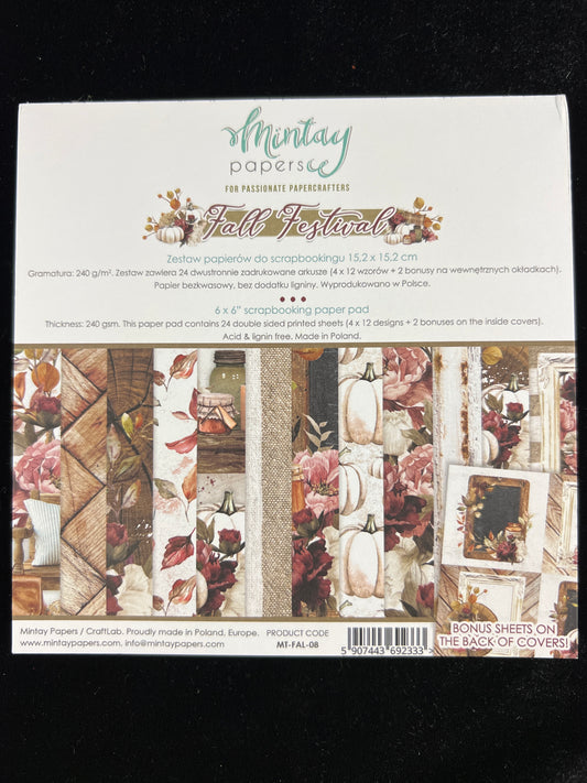 Fall Festival Paper Pad - 24x Double sided sheets - 15.2x15.2cm