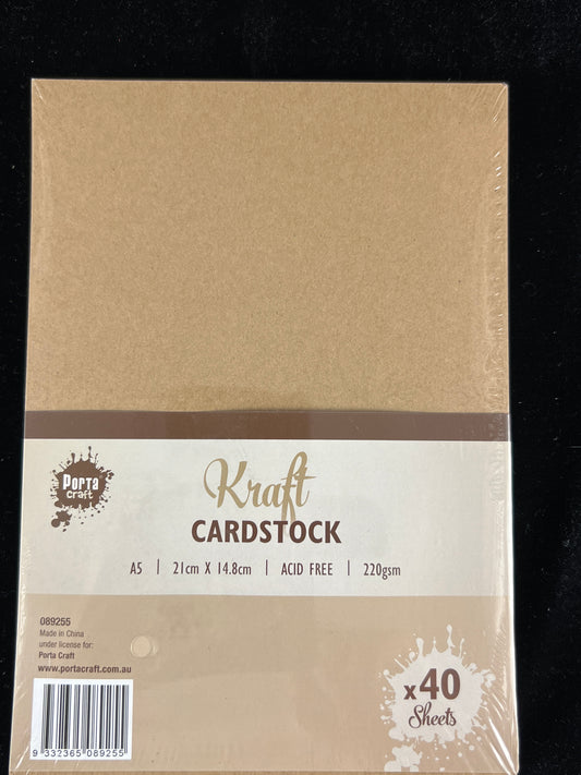 Porta Craft A5 Kraft Cardstock 220gsm - 40 Sheets