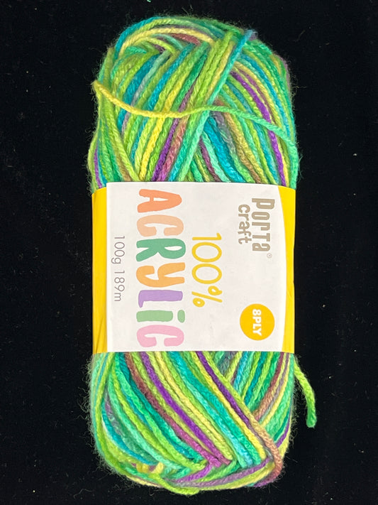 Knitting Yarn - 8 Ply - Rainbow Green - 100g - 189m - 100% Acrylic