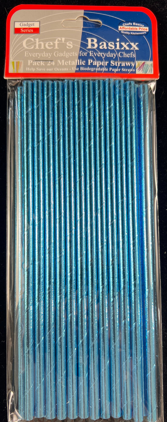 Paper Straws - Metallic blue - Pack of 24