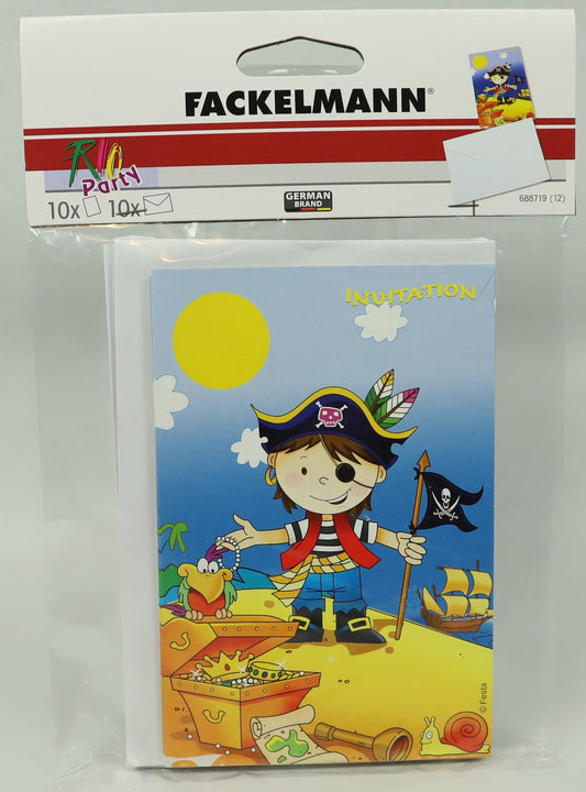 Pirate Theme Party Invitations - 10 pack - 23cm diameter