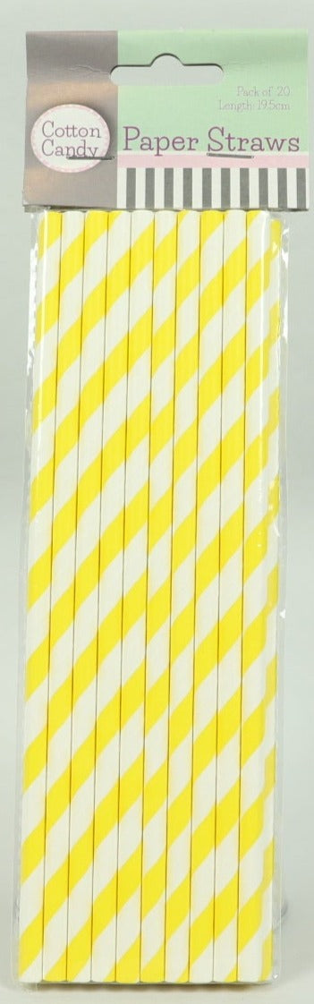Paper Straws - Yellow/White - Pack of 20