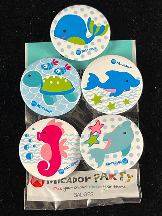 Party Badges - Under the Sea - 5 pk