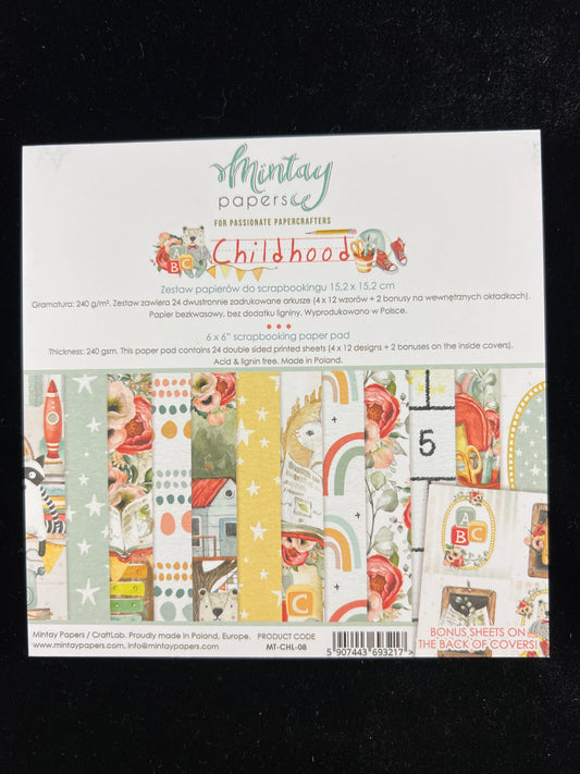 Childhood Paper Pad - 24x Double sided sheets - 15.2x15.2cm
