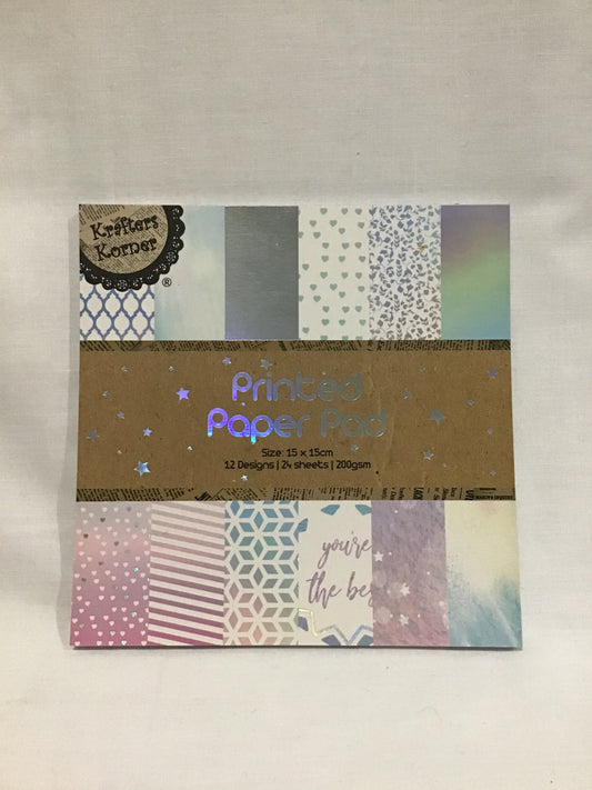 Scrapbooking Printed Paper Pad - Pastels - 24 sheets - 12 designs - 15x15cm