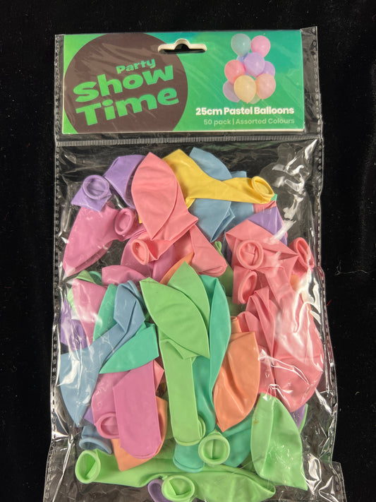 Party Show Time 25 Pastel Balloons 50pk