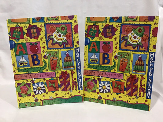 Wrapping Paper Sheets 2x Colourful Bright Birthday Theme
