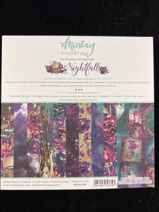 Nightfalls Paper Pad - 24x Double sided sheets - 15.2x15.2cm