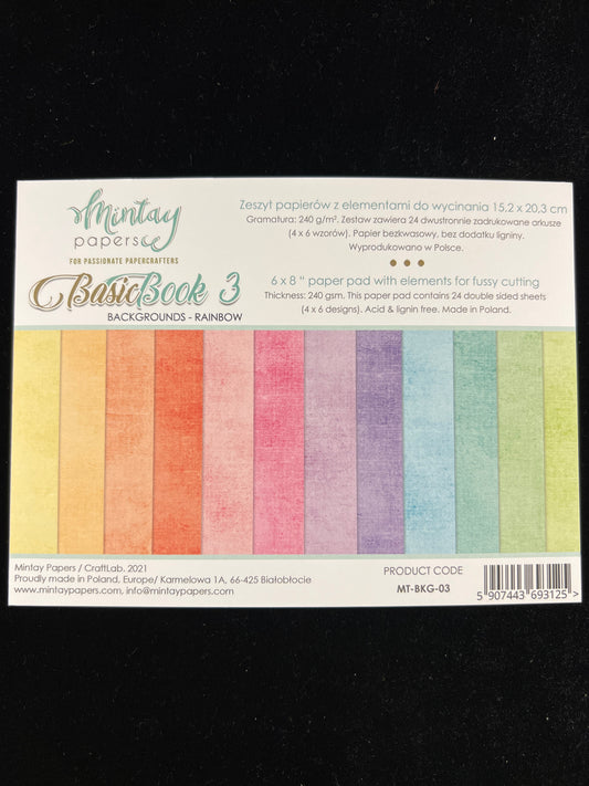Book 3 - Backgrounds - Rainbow - 24x Double sided sheets - 15.2x20.4cm
