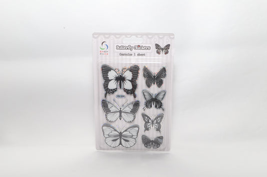 Butterfly Stickers - 3D - Black and White -  7 pack