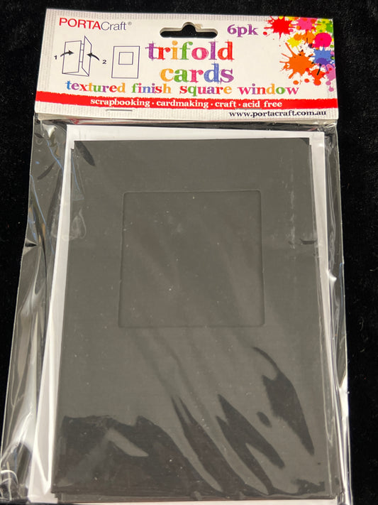 Trifold Cards and Envelopes with Square Window - Black - 6 sets