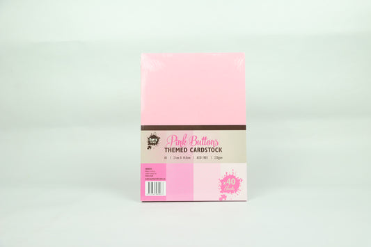 Porta Craft A5 Cardstock Pink Buttons Themed Cardstock 220gsm - 40 sheets