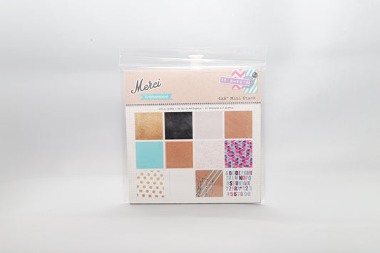 Merci Mini Papers Stack 36pk 15cmx15cm- Krafternoon!