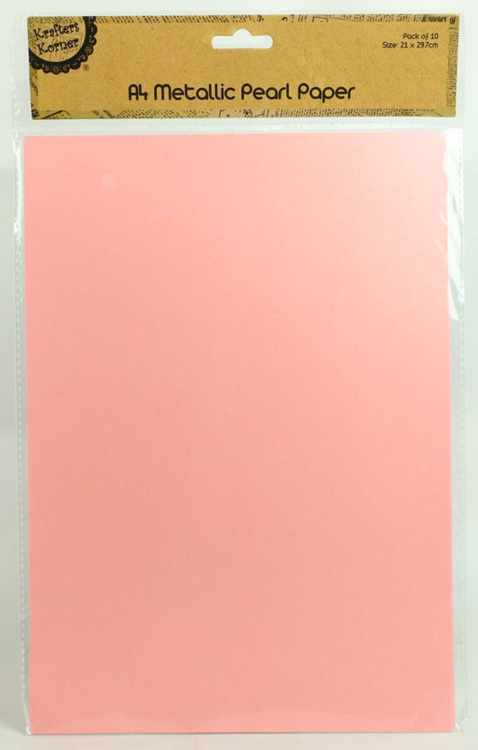 Craft Metallic A4 Pearl Paper 10pk - Pink