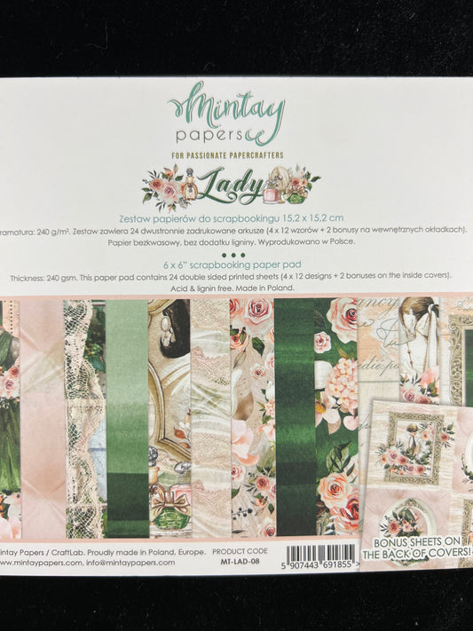 Lady Paper Pad - 24x Double sided sheets - 15.2x15.2cm