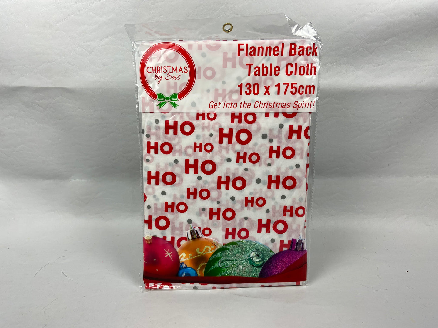 Christmas Flannel Back Table Cloth - 130cm x 175cm - Ho Ho Ho